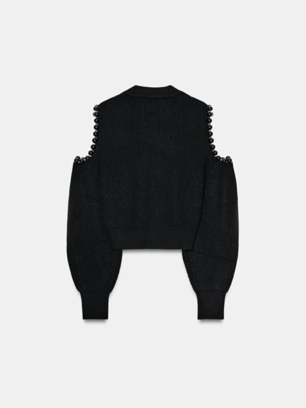 BNWT ZARA WOMAN KNIT CUT OUT BALLS JUMPER SWEATER BLACK SMALL